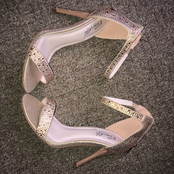 Brand New Gold/Champagne Bedazzled Heels - Picture 2 of 7